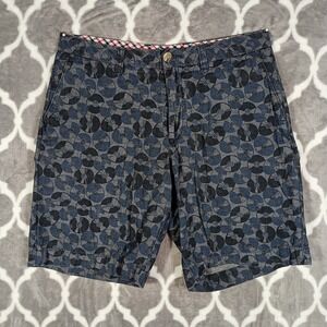 Ben Sherman Shorts Men 29 Blue Vinyl Record Print Music Festival Indie Style